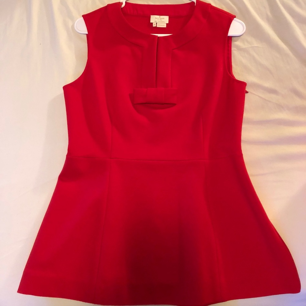 kate spade Red Sleeveless Peplum Top